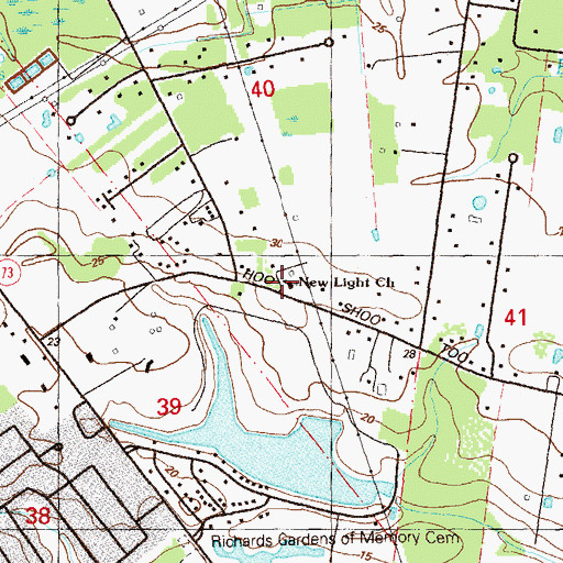 Topographic Map of New Light Church, LA