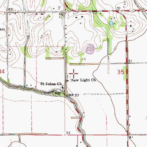 Topographic Map of New Light Church, LA