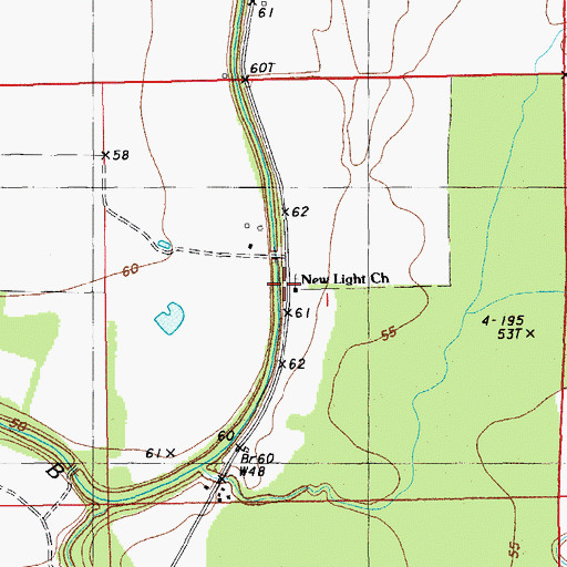 Topographic Map of New Light Church, LA