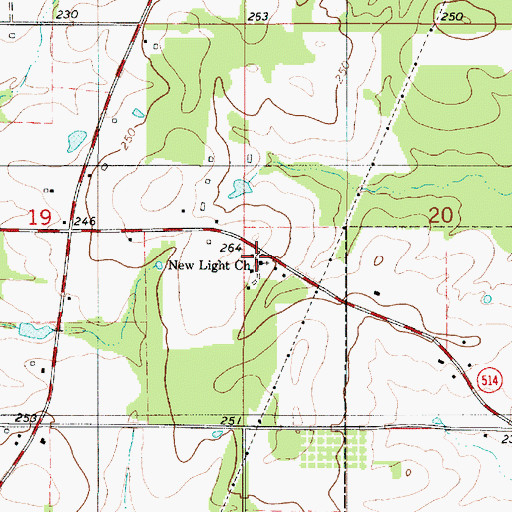 Topographic Map of New Light Church, LA