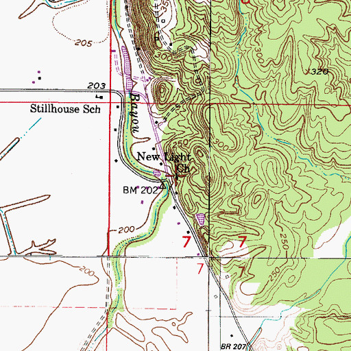 Topographic Map of New Light Church, LA