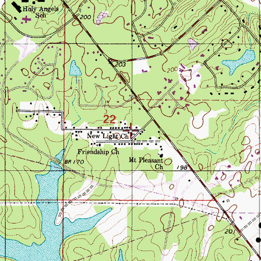 Topographic Map of New Light Church, LA