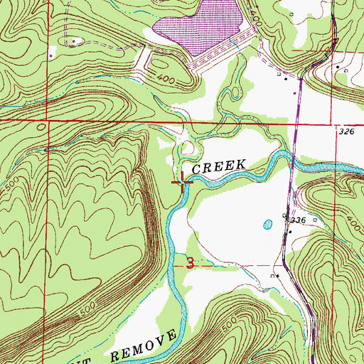 Topographic Map of Prairie Creek, AR