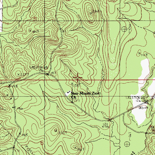 Topographic Map of New Mount Zion Church, LA