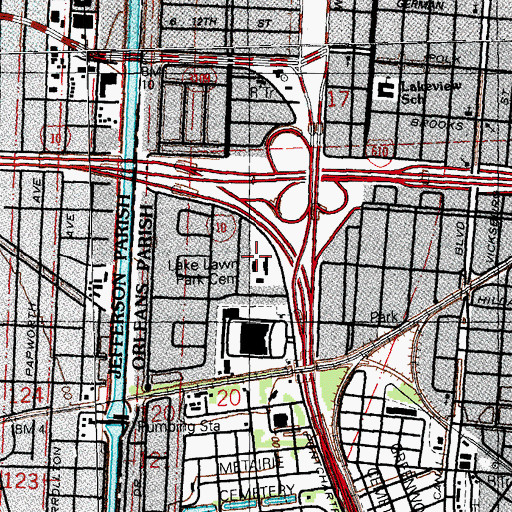 Topographic Map of New Orleans Academy, LA