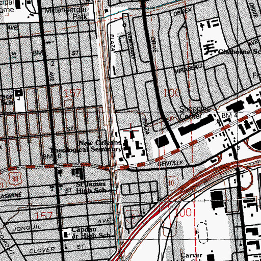 Topographic Map of New Orleans Baptist Theological Seminary, LA