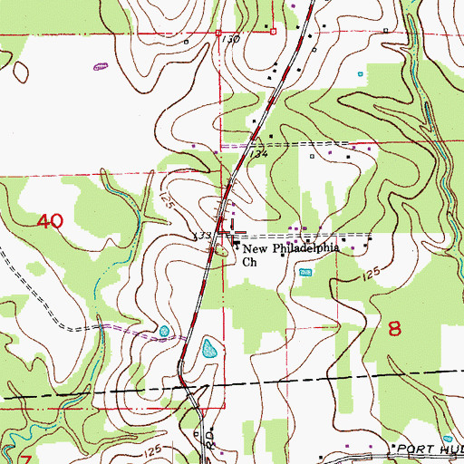 Topographic Map of New Philadelphia Church, LA