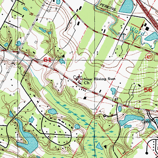 Topographic Map of New Rising Sun Church, LA