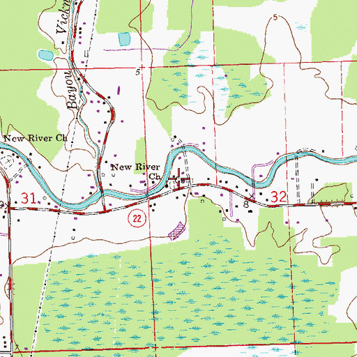 Topographic Map of New River Church, LA