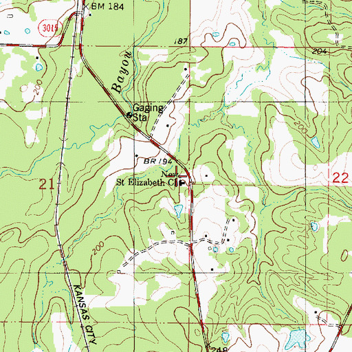 Topographic Map of New Saint Elizabeth Church, LA
