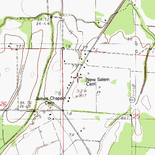 Topographic Map of New Salem Cemetery, LA