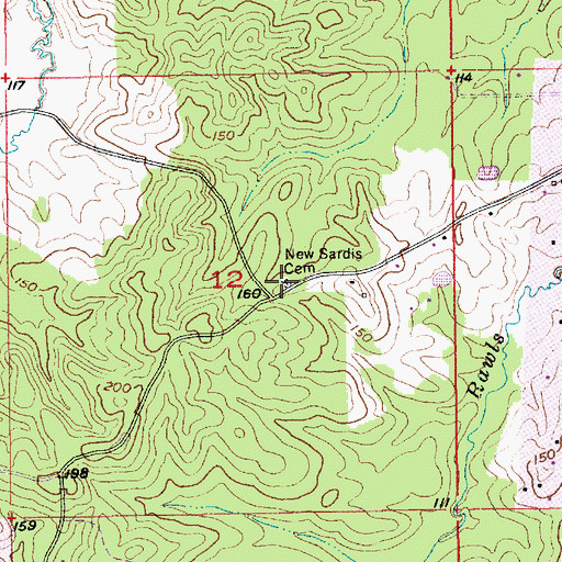 Topographic Map of New Sardis Cemetery, LA