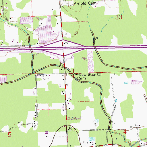 Topographic Map of New Star Church, LA