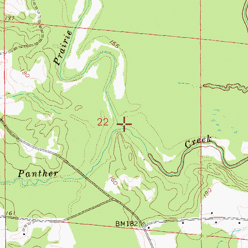 Topographic Map of Prairie Creek, AR