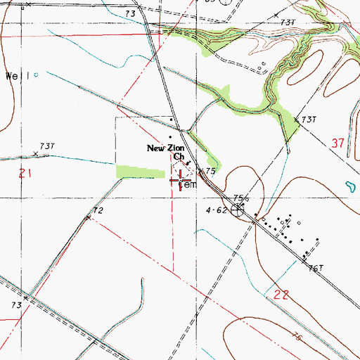 Topographic Map of New Zion Cemetery, LA