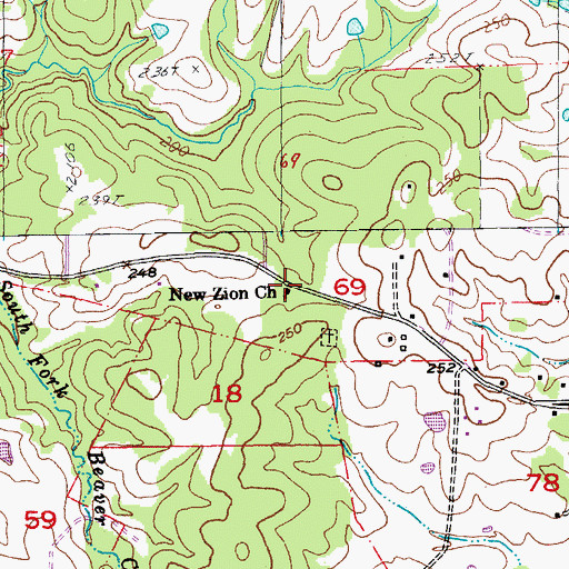 Topographic Map of New Zion Church, LA