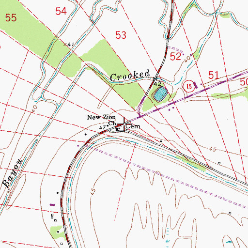 Topographic Map of New Zion Church, LA