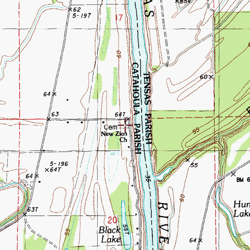 Topographic Map of New Zion Church, LA