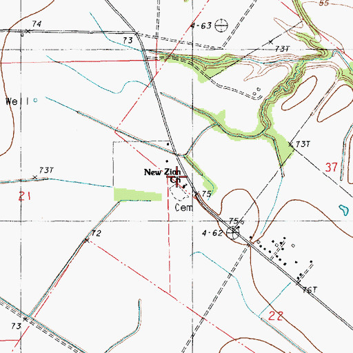 Topographic Map of New Zion Church, LA