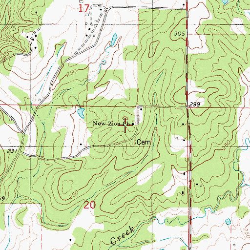 Topographic Map of New Zion Church, LA