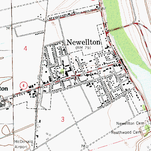 Topographic Map of Newellton, LA