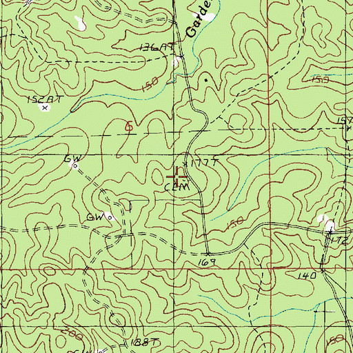 Topographic Map of Newsom Cemetery, LA