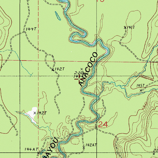 Topographic Map of Nichols Creek, LA