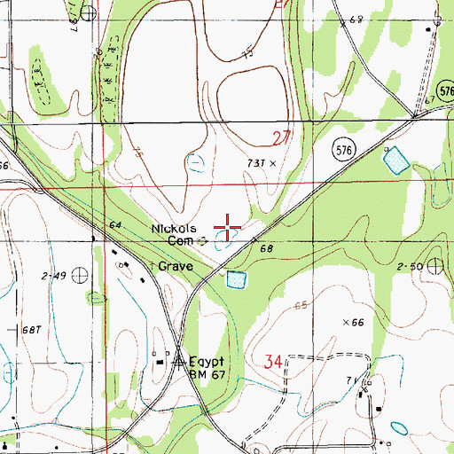 Topographic Map of Nickols Cemetery, LA