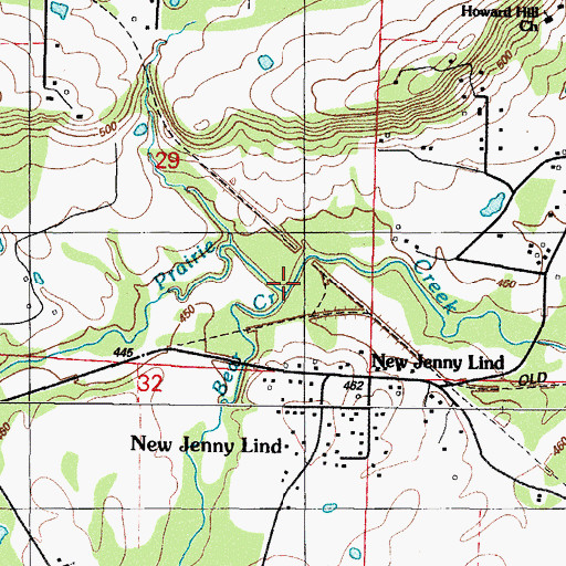Topographic Map of Prairie Creek, AR