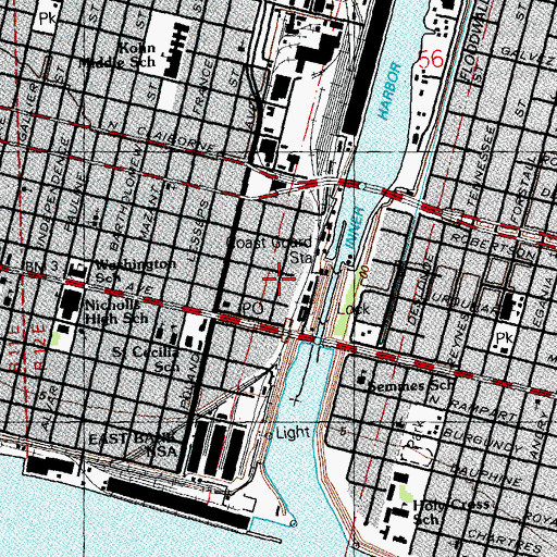 Topographic Map of Ninth Ward School, LA