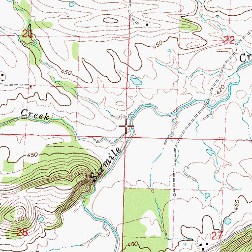 Topographic Map of Prairie Creek, AR