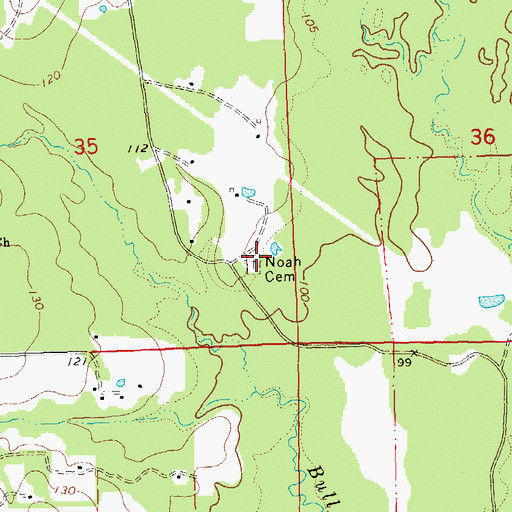 Topographic Map of Noah Cemetery, LA
