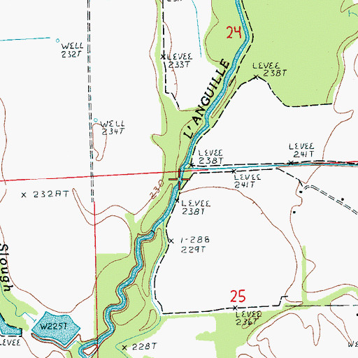Topographic Map of Prairie Creek, AR