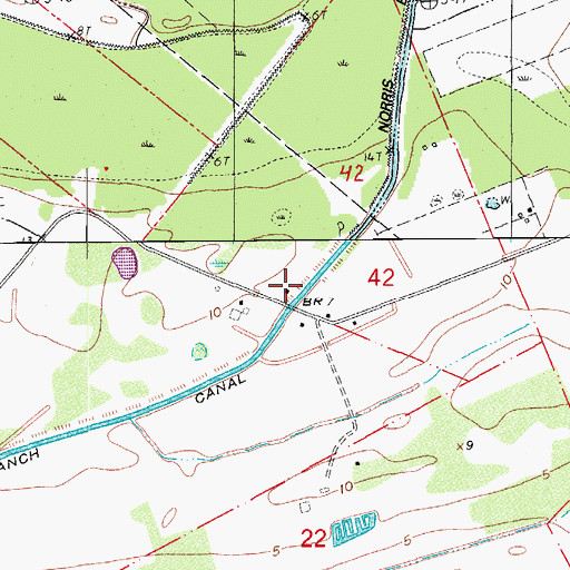 Topographic Map of Norris Branch Canal, LA