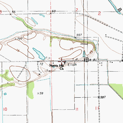 Topographic Map of Norris Hill Church, LA