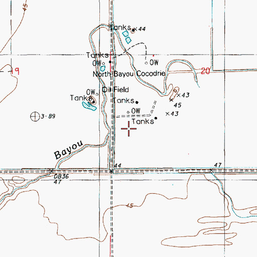 Topographic Map of North Bayou Cocodrie Oil Field, LA