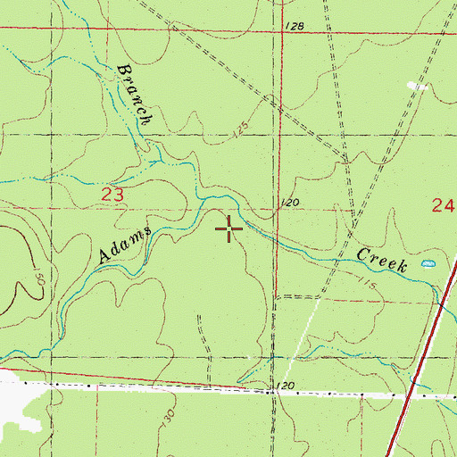 Topographic Map of North Branch Adams Creek, LA