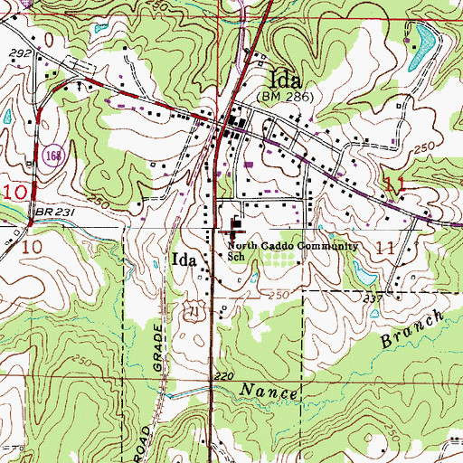 Topographic Map of North Caddo Community School, LA