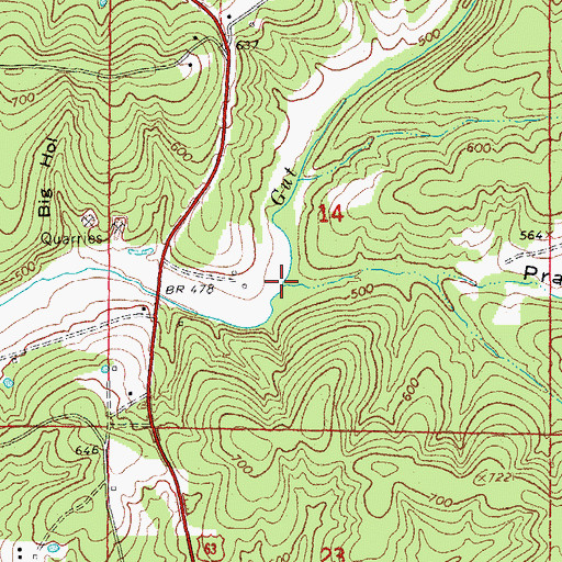 Topographic Map of Prairie Hollow, AR
