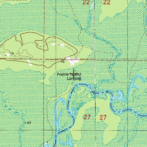 Topographic Map of Prairie Island Log, AR