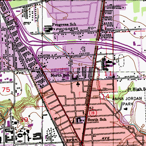 Topographic Map of North School (historical), LA