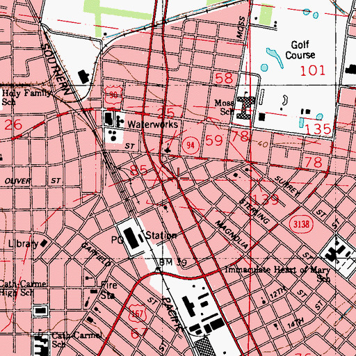 Topographic Map of North Side School, LA
