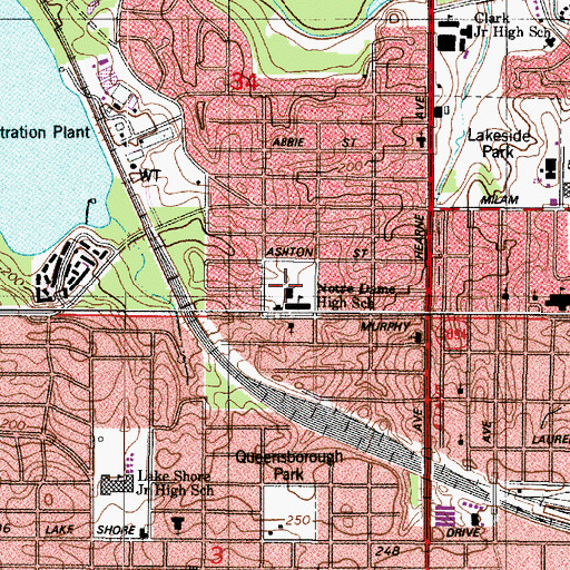 Topographic Map of Our Lady of the Blessed Sacrament Academy School, LA