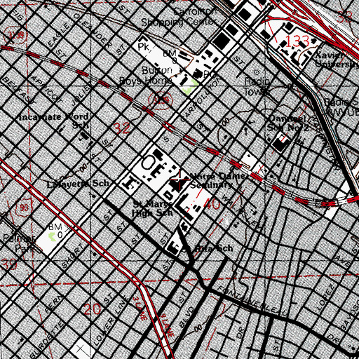 Topographic Map of Notre Dame Seminary Graduate School of Theology, LA
