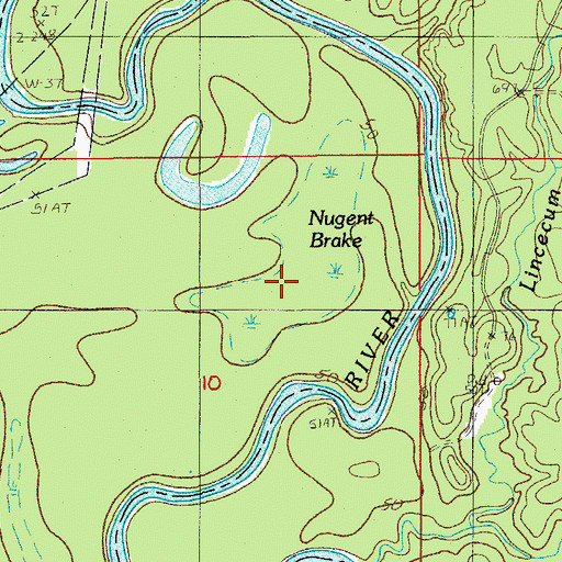Topographic Map of Nugent Brake, LA