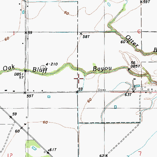 Topographic Map of Oak Bluff Bayou, LA