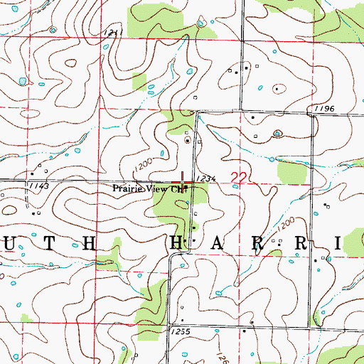 Topographic Map of Prairie View Church, AR