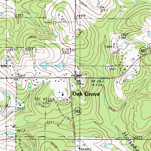 Topographic Map of Oak Grove, LA