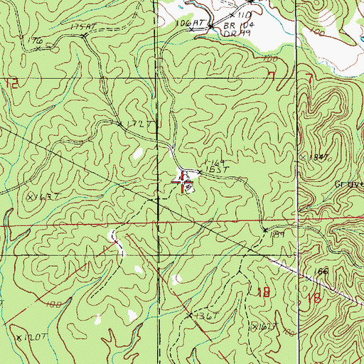 Topographic Map of Oak Grove Cemetery, LA