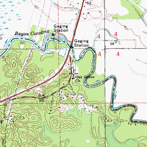 Topographic Map of Oak Grove Church, LA